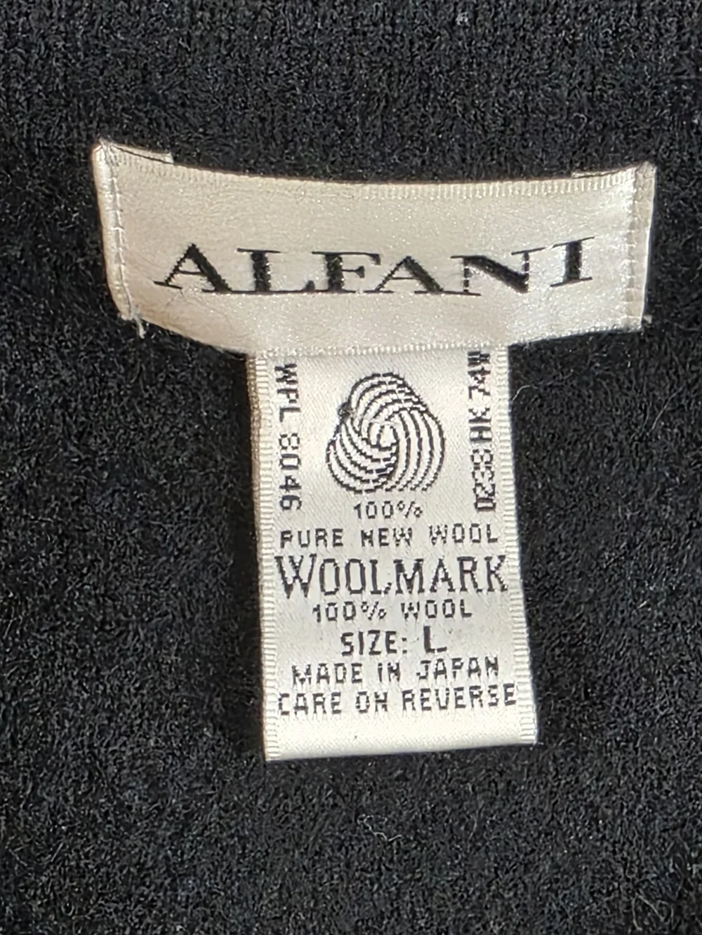 Vintage Alfani Black Full-Zip Wool Sweater Jacket Men's Large Japan